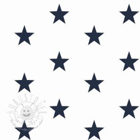 Baumwollstoff Stars white/navy