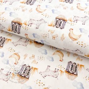 Baumwollstoff Snoozy fabrics Farm style Piggy digital print